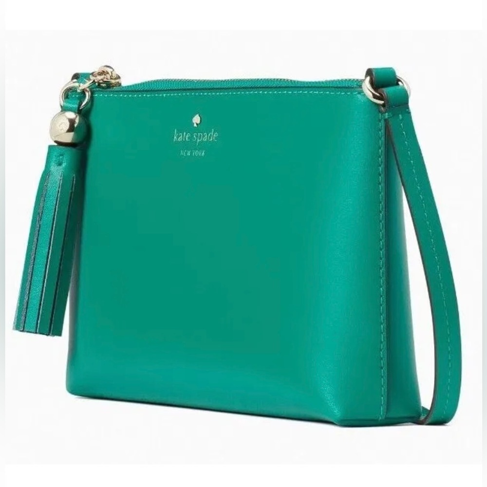 Kate Spade Ivy Street Amy Green Smooth Leather Crossbody WKRU4856 NWT $198 MSRP